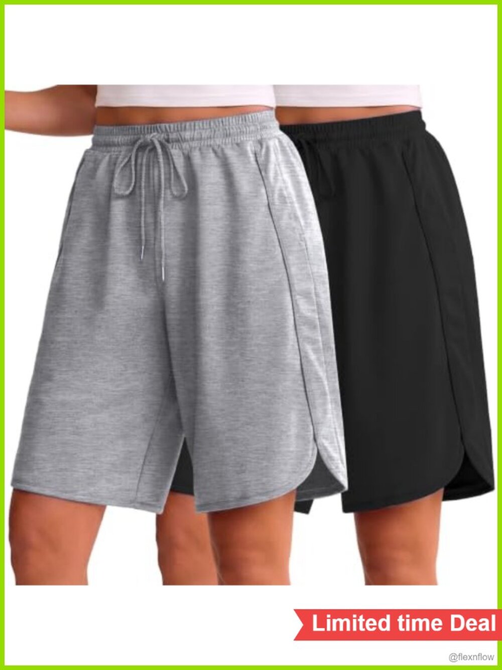 High Waisted Bermuda Sweat Shorts 9 Inch Loose Lounge Shorts with Pockets